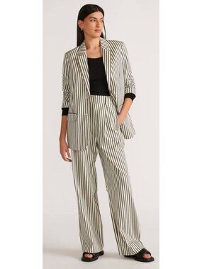 Everlane The Draper Pleated Pant in Buttersmooth Striped-sz 8